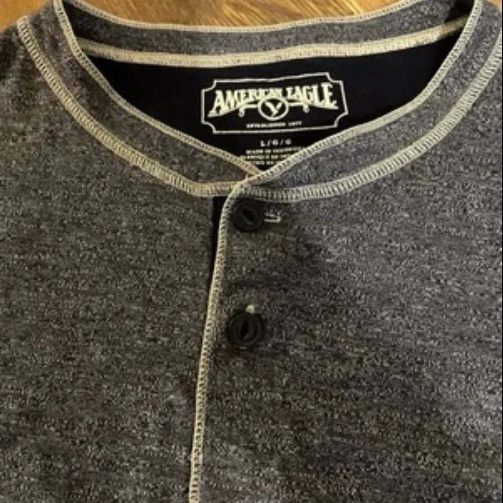 American Eagle Outfitters Charcoal/Blue Henley Shirt